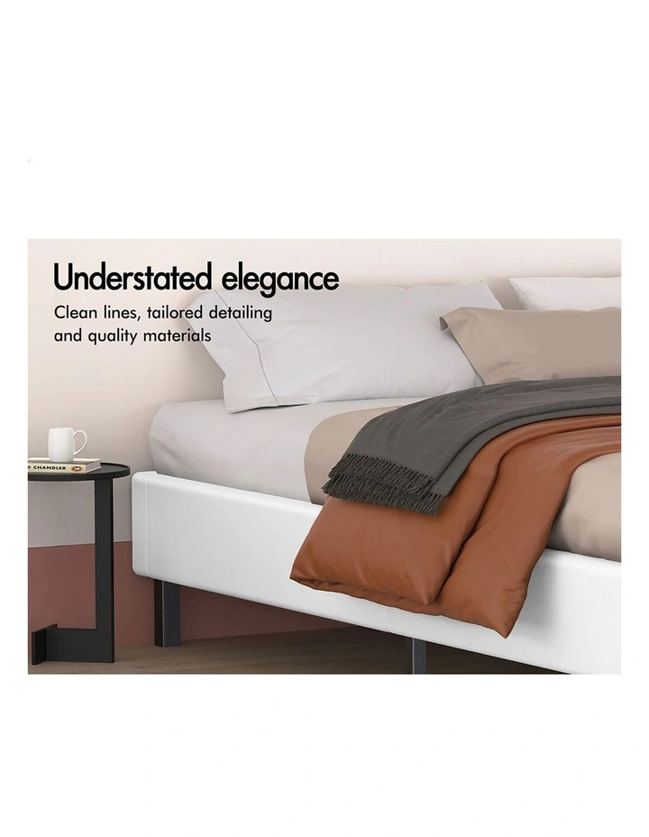 Bed Frame King Size Mattress Base Foundation White Leather BASEL image 2