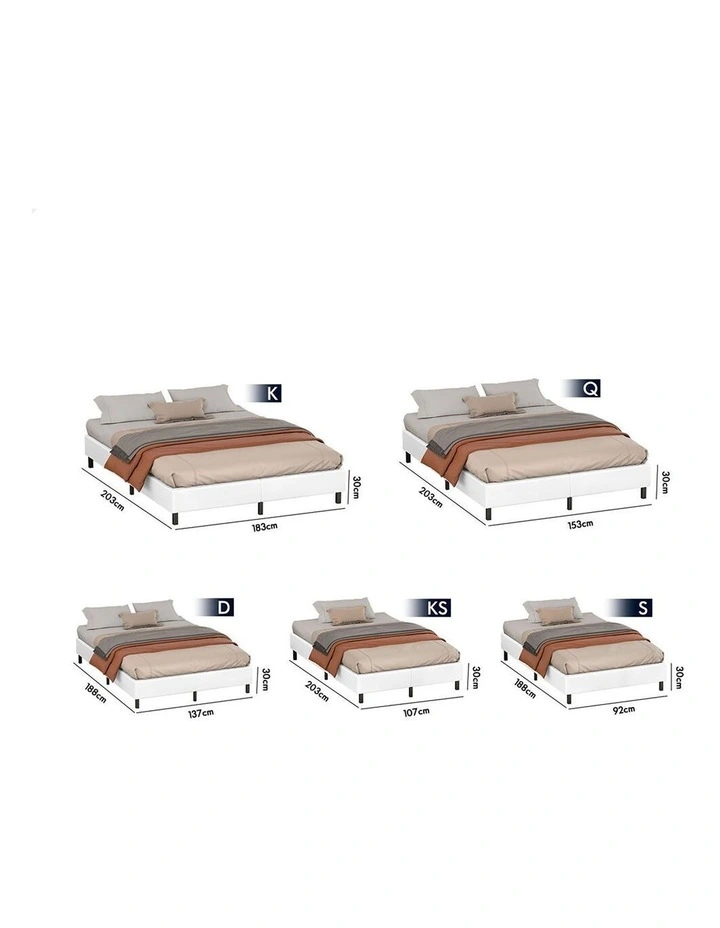 Bed Frame King Size Mattress Base Foundation White Leather BASEL image 7