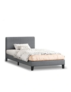 Bed Frame King Single Mattress Base Platform Fabric Grey Linus