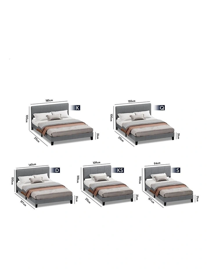 Bed Frame King Single Mattress Base Platform Fabric Grey Linus image 5