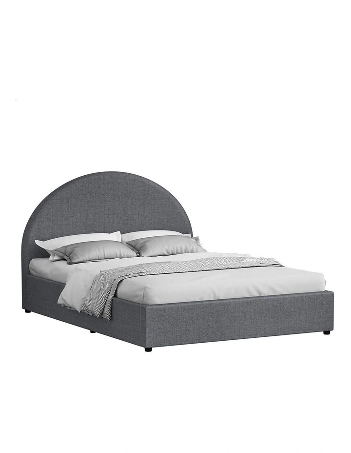 Bed Frame Queen Size Gas Lift Base With Storage Grey Fabric HOWELL image 1