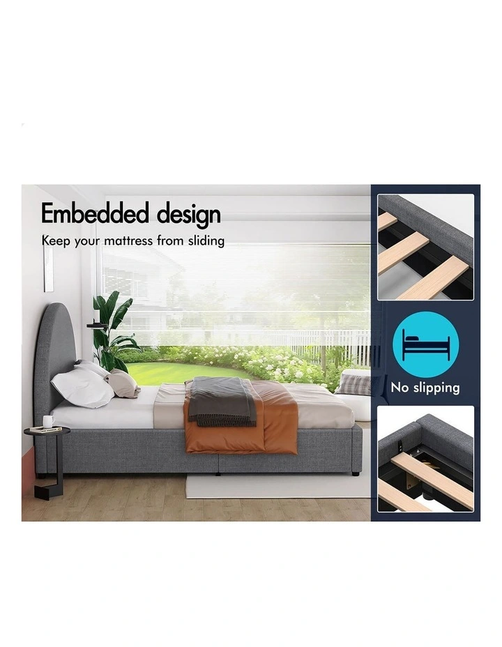 Bed Frame Queen Size Gas Lift Base With Storage Grey Fabric HOWELL image 5