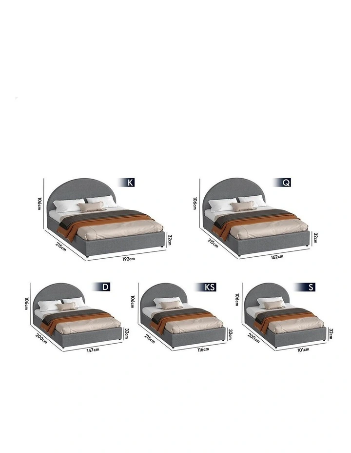 Bed Frame Queen Size Gas Lift Base With Storage Grey Fabric HOWELL image 7