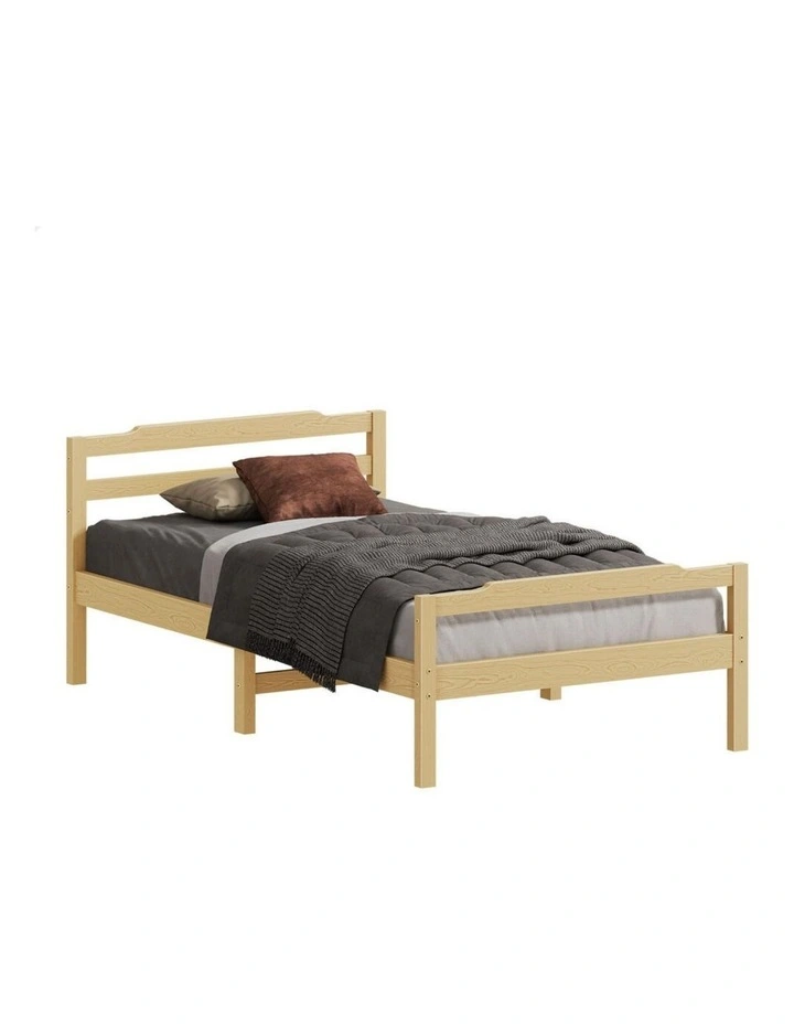 Bed Frame Wooden King Single Mattress Base Platform Timber Oak DUBEM image 1