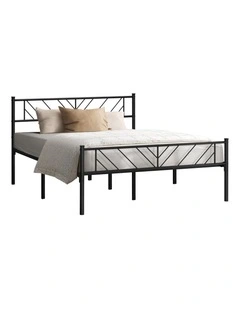 Oikiture Metal Bed Frame Double Size Bed Base Platform Black
