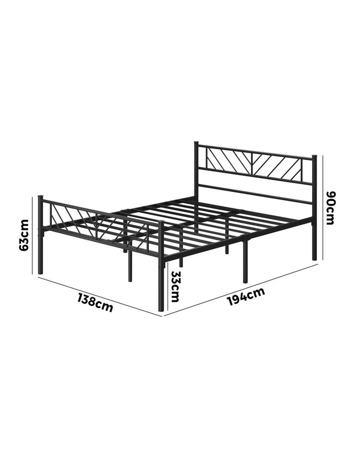 Oikiture Metal Bed Frame Double Size Bed Base Platform Black image 3