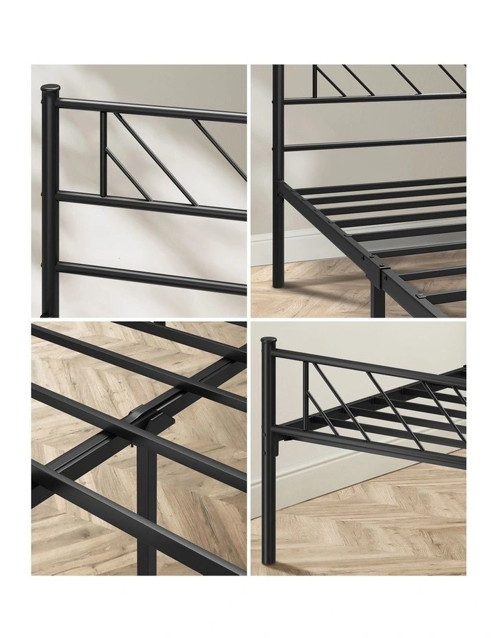 Oikiture Metal Bed Frame Double Size Bed Base Platform Black image 6