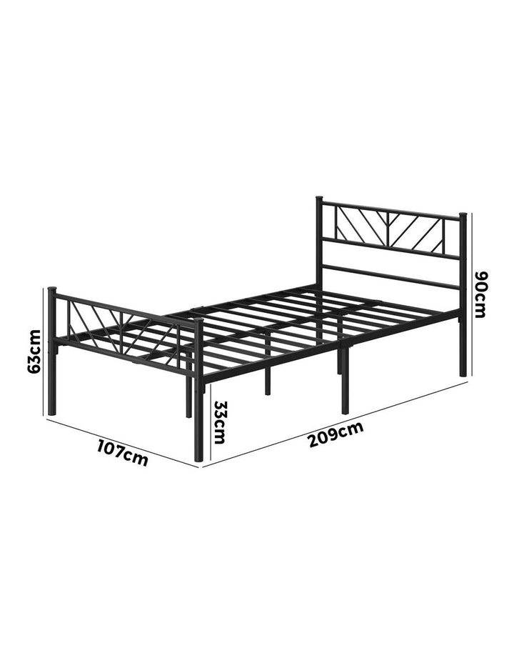 Oikiture Metal Bed Frame King Single Bed Base Platform Black image 3