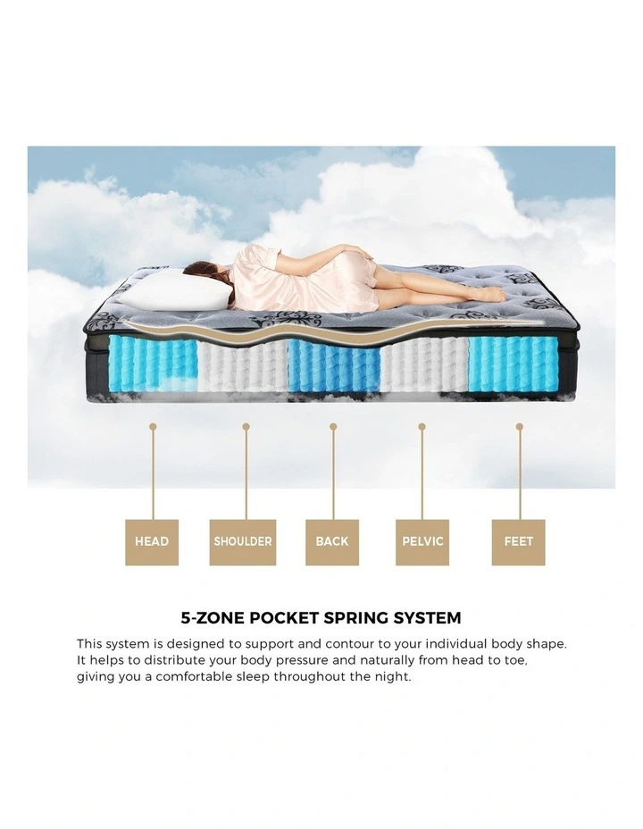 Bedra Double Mattress Bamboo Pocket Spring Euro Top Medium Firm Egg Foam 32cm image 7