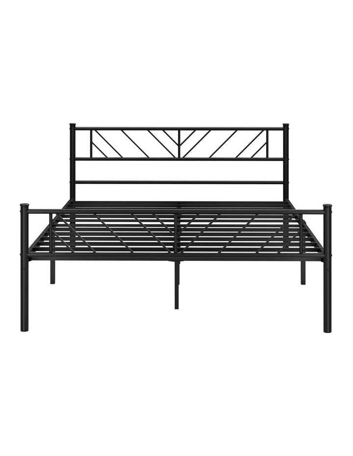 Oikiture Metal Bed Frame Queen Size Bed Base Platform Black image 2