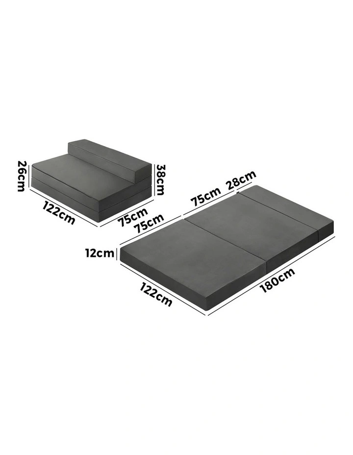 Bedra Folding Foam Mattress Sofa Bed Trifold Foldable Futon Camping Mat Double image 3