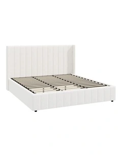 Oikiture Bed Frame Gas Lift Base King Size Boucle Fabric
