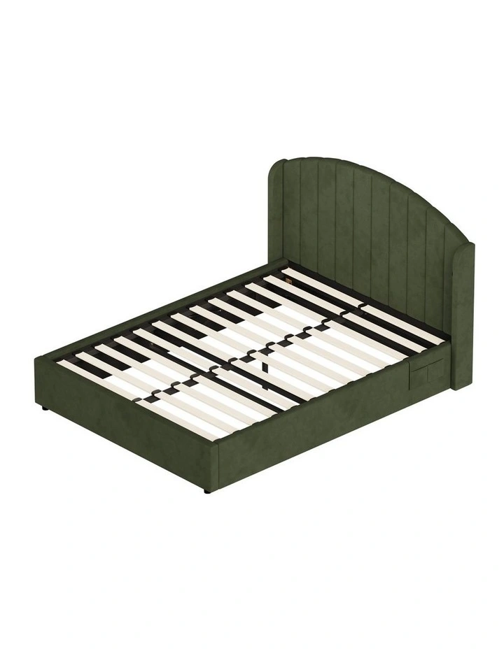 Oikiture Bed Frame Queen Size With Gas Lift Storage Usb Charging Velvet image 2