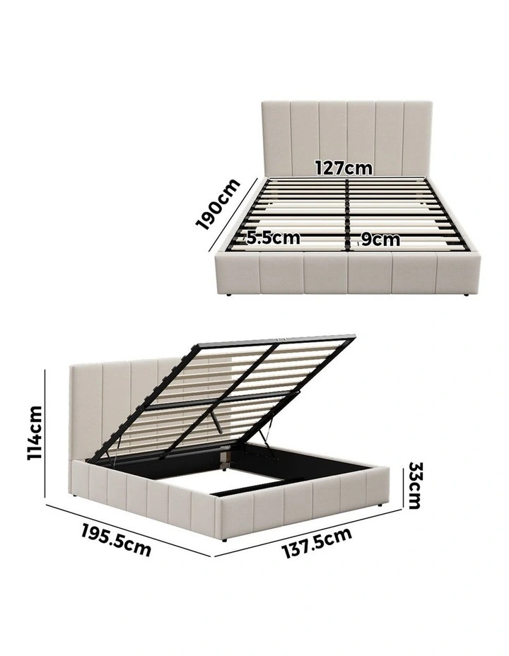 Oikiture Bed Frame Double Size Beds Platform Gas Lift Storage Base VISH image 3