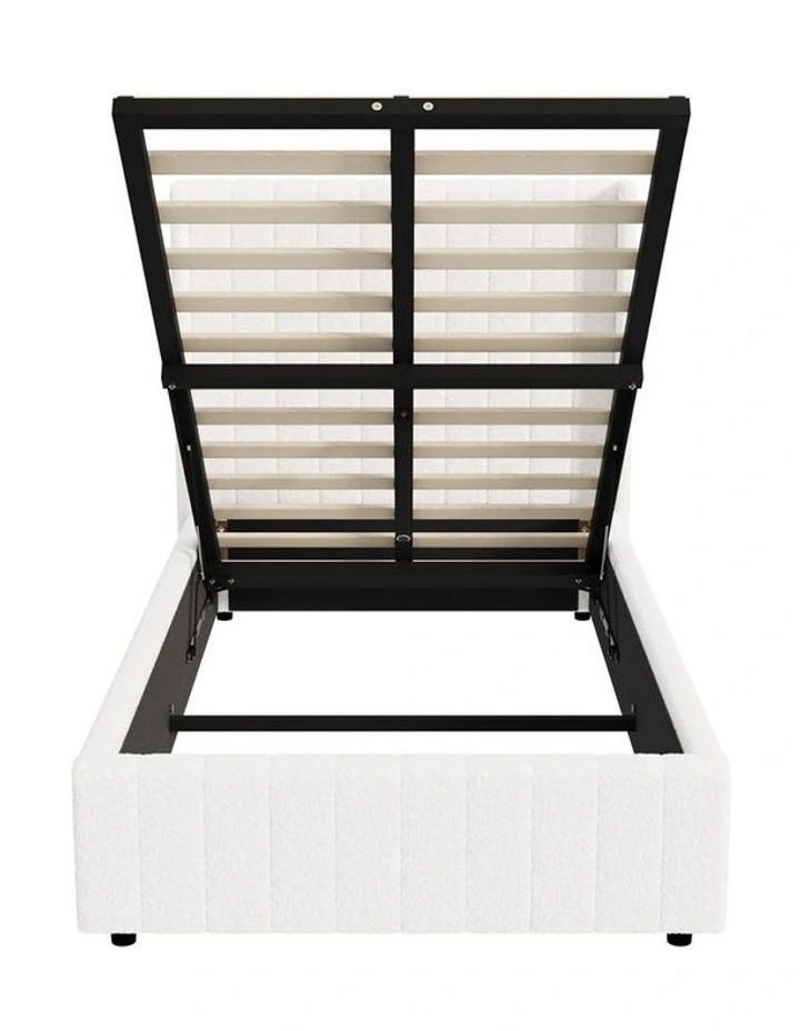 Oikiture Bed Frame Gas Lift Base King Single Boucle Fabric image 2