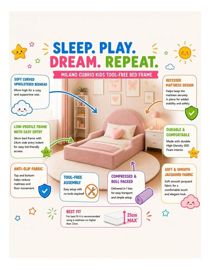 Cubrio Kids Tool Free Bed Frame image 2