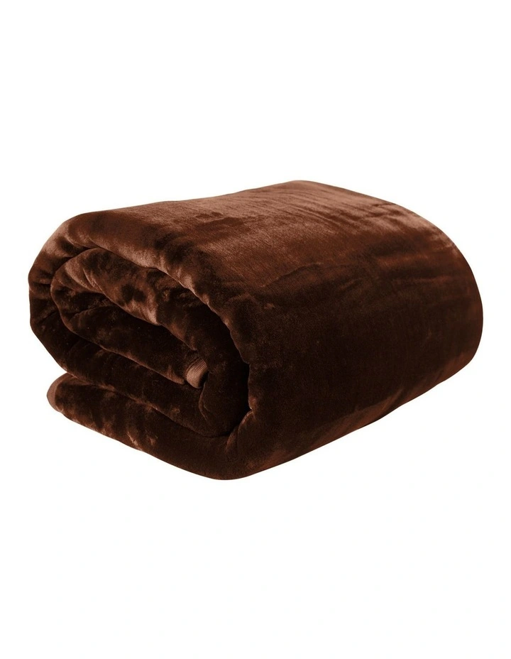 600-GSM Mink Blanket Queen Size Double-Sided Soft Plush Bed Faux Throw Rug Wine Chocolate image 1
