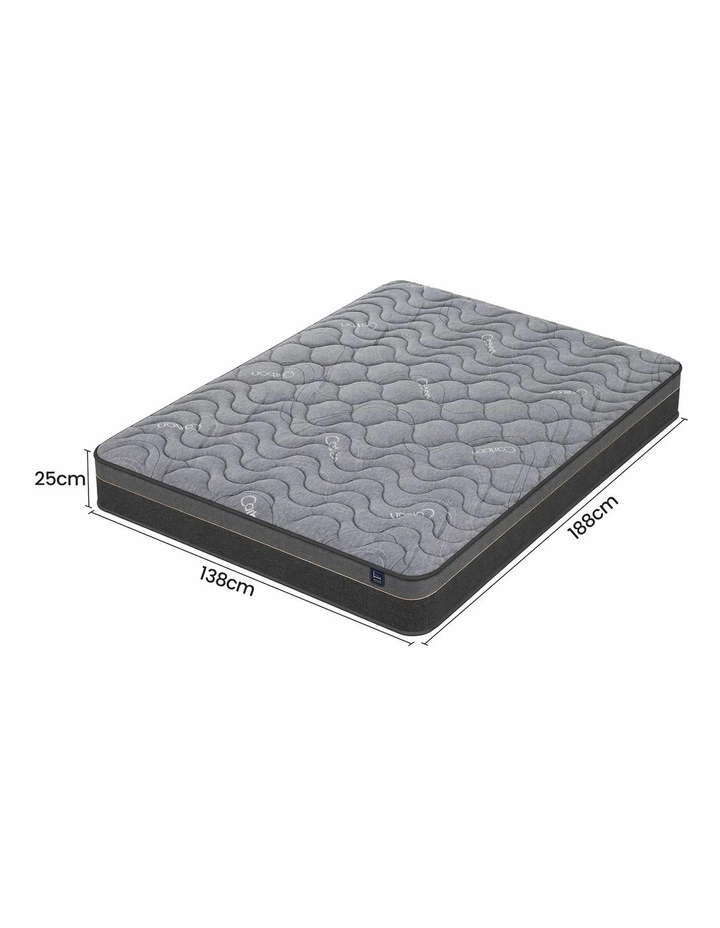 Levitex Double 25cm Pocket Spring Mattress, Egg Crate Foam & Bamboo Charcoal Fabric image 3