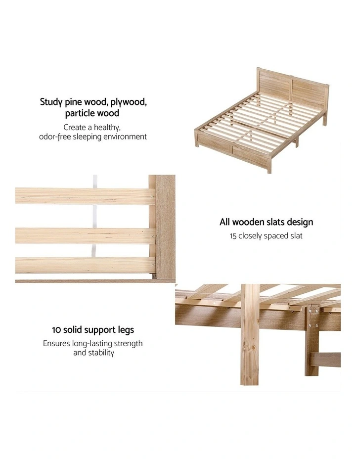 Artiss Double Bed Frame with 2 Drawers Bedroom Furniture image 5