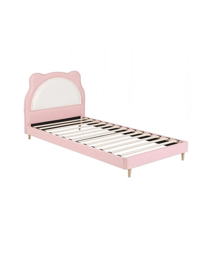 Artiss King Single Pink Kids Bed Frame for Girls Bedroom Cute Animal Upholstered image 1