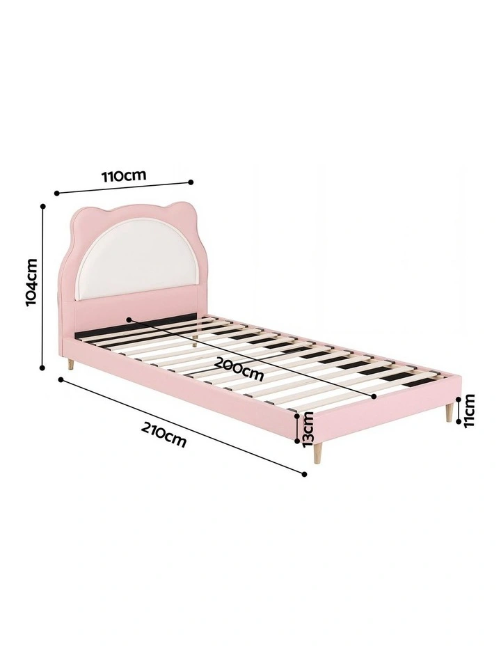 Artiss King Single Pink Kids Bed Frame for Girls Bedroom Cute Animal Upholstered image 2