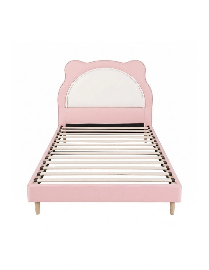 Artiss King Single Pink Kids Bed Frame for Girls Bedroom Cute Animal Upholstered image 3