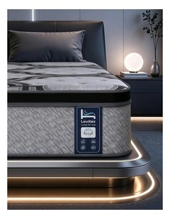 Levitex King Single 34cm 5-Zone Pocket Spring Mattress, Latex Memory Foam Lumbar Shoulder Support
