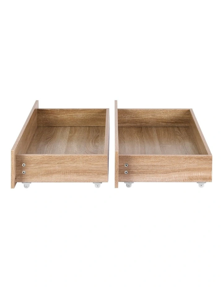 Under Bed Storage with Wheels Rolling Wooden Drawers Single & Double 2pcs image 3