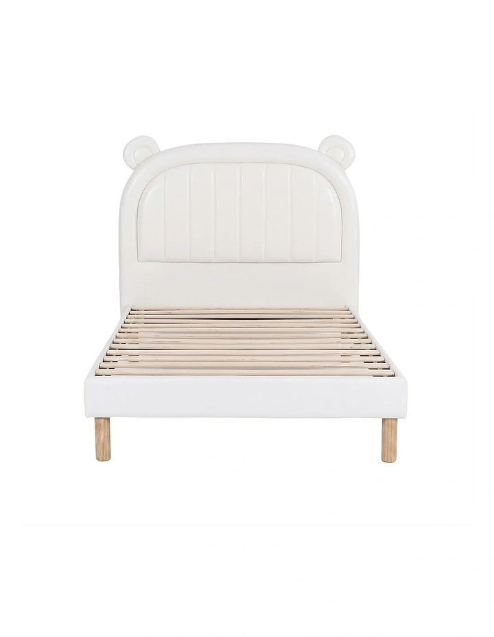 Artiss Kids King Single Bed Frame Bear Ears Headboard Upholstered Leather Platform Bed for Child image 3