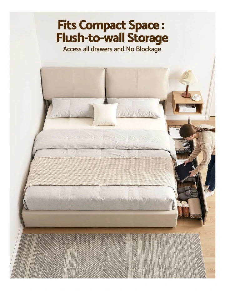 Artiss King Bed Frame Gas Lift Storage 3 Drawers Adjustable Headboard Platform Base image 5