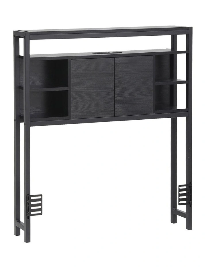 Artiss Bed Headboard King Single Storage Bedhead Charging Station Black image 1