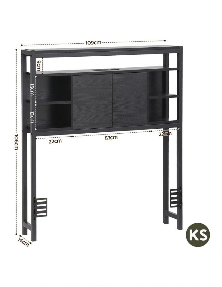 Artiss Bed Headboard King Single Storage Bedhead Charging Station Black image 3