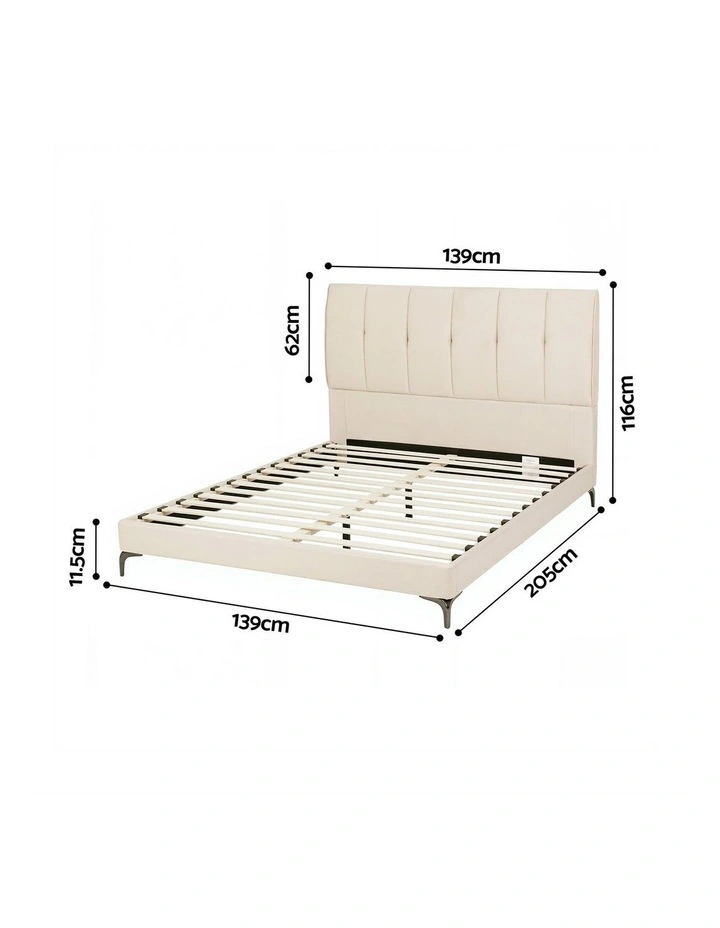 Artiss Double Bed Frame Upholstered Platform Bed with Tufted Headboard 300kg Support image 2