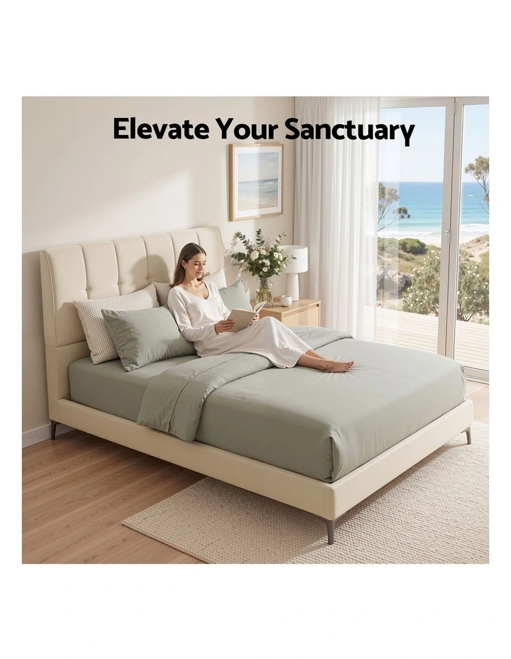 Artiss Double Bed Frame Upholstered Platform Bed with Tufted Headboard 300kg Support image 5