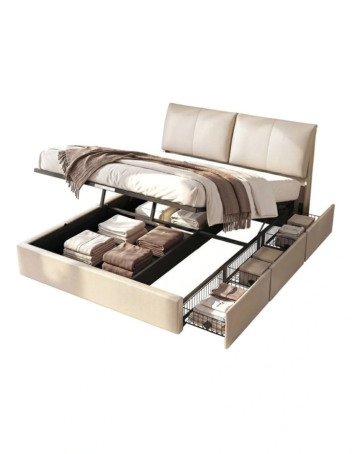 Artiss Queen Bed Frame Gas Lift Storage 3 Drawers Adjustable Headboard Platform Base image 1