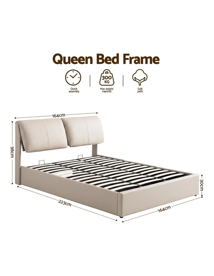 Artiss Queen Bed Frame Gas Lift Storage 3 Drawers Adjustable Headboard Platform Base image 2