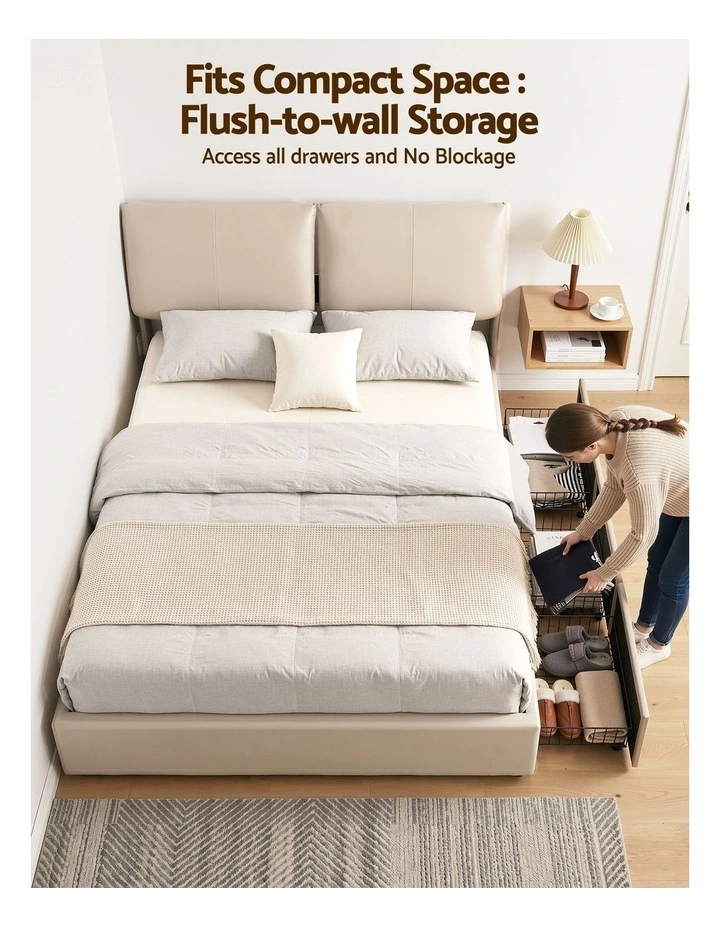 Artiss Queen Bed Frame Gas Lift Storage 3 Drawers Adjustable Headboard Platform Base image 5