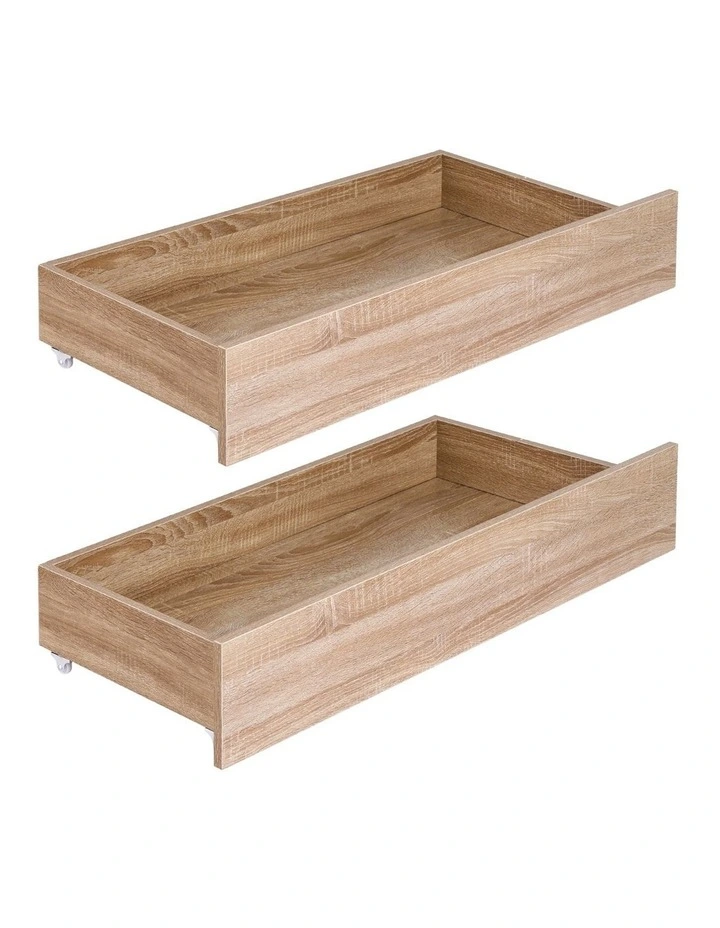 Under Bed Storage with Wheels Rolling Wooden Drawers King Single & Queen 2pcs image 1