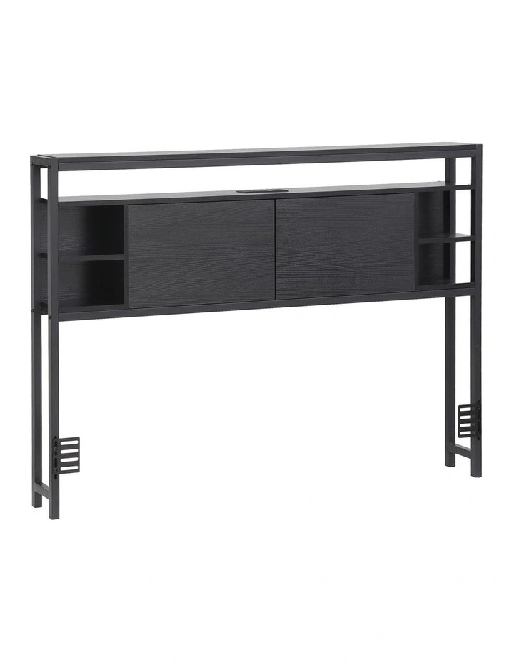 Artiss Bed Headboard Queen Storage Bedhead Charging Station Black image 1
