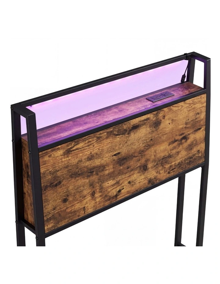 Levede Single Bed Frame LED Lights USB Charging Storage Headboard Metal Platform image 6