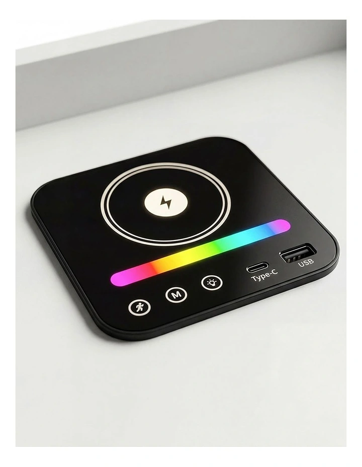 Levede Smart Bedside Table USB Wireless Charging Motion Sensor Light Nightstand image 5