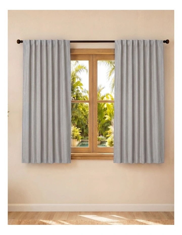 Marlow Blackout Curtains 2 Panels Thermal Linen Look Blockout Drapes Grey image 7