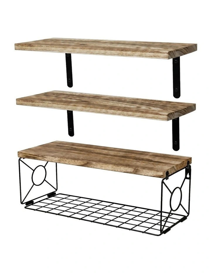 Levede Floating Wall Shelf 3 Pcs DIY Wall Mount Shelves Book Display Rack Basket image 2