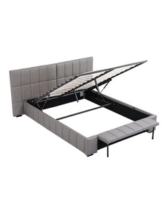Artiss Queen Gas Lift Bed Frame with Storage Foldable Bench PVC Leather