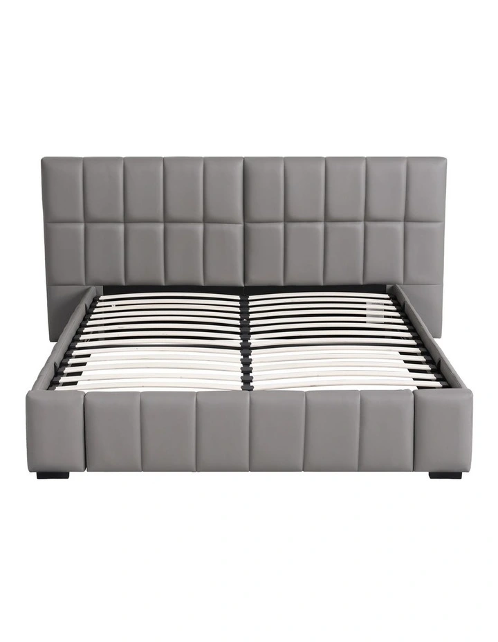 Artiss Queen Gas Lift Bed Frame with Storage Foldable Bench PVC Leather image 3