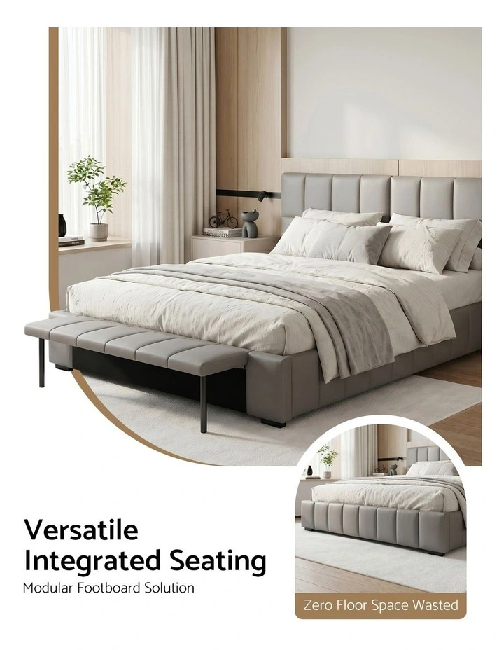 Artiss Queen Gas Lift Bed Frame with Storage Foldable Bench PVC Leather image 5