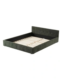 Artiss Queen Bed Frame Chenille Heavy Duty Platform Base Green 300kg Support No Box Spring Needed