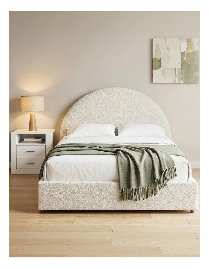 Artiss Queen Gas Lift Bed Frame with Storage & 2-Drawer Bedside Table Set Boucle Fabric image 4