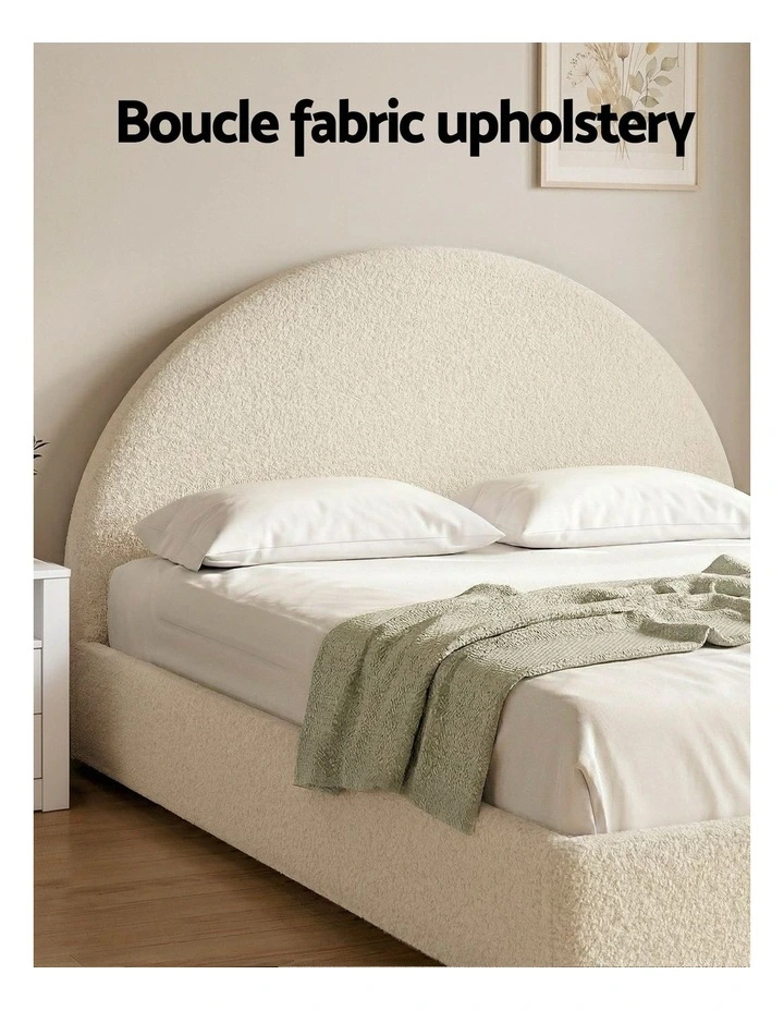 Artiss Queen Gas Lift Bed Frame with Storage & 2-Drawer Bedside Table Set Boucle Fabric image 6