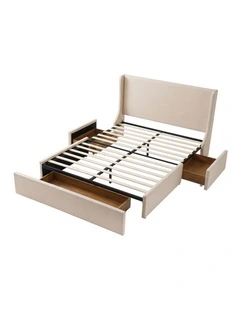 Artiss Queen Upholstered Bed Frame 3 Storage Drawers Wingback Headboard Metal Base